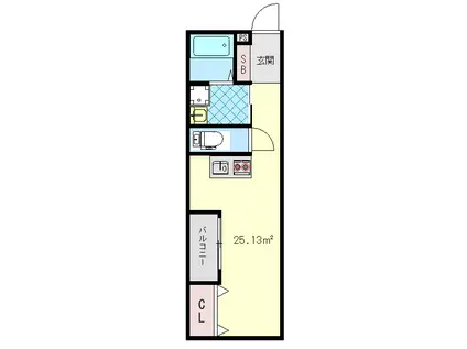 CHOU CHOU NAKAMIYA イースト(ワンルーム/2階)の間取り写真