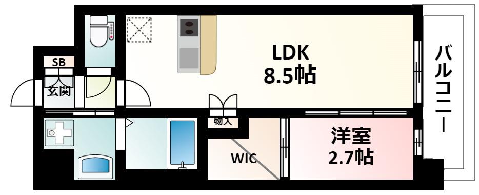 セレニテ東三国ミラク(1LDK/5階)の間取り写真