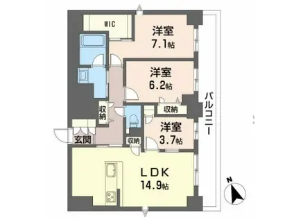 ラヴェール横川A(3LDK/9階)の間取り写真