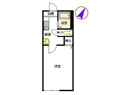 ソフィア月出  B棟(1K/1階)の間取り写真