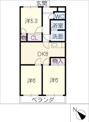ファミリータウンむらた(3DK/1階)の間取り写真