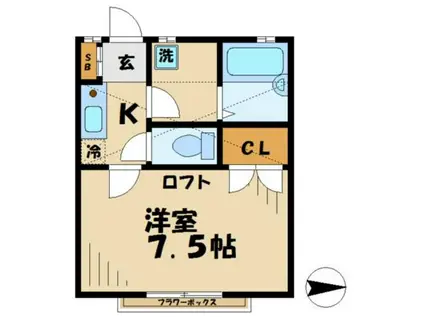 シャトル(1K/1階)の間取り写真