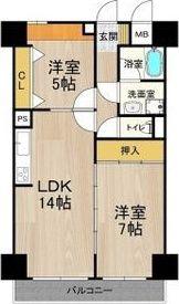 パークモダン住之江公園(2LDK/1階)の間取り写真