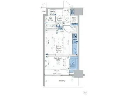 ヴォーガコルテ渋谷笹塚(1LDK/6階)の間取り写真