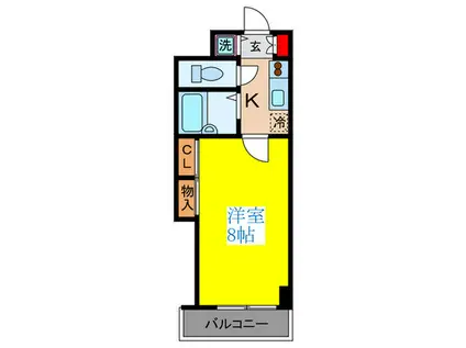 GARDENCOURT(1K/4階)の間取り写真