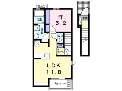 エアリー ヒル原町(1LDK/2階)の間取り写真