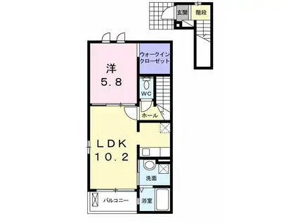 シェーン パラスト I(1LDK/2階)の間取り写真