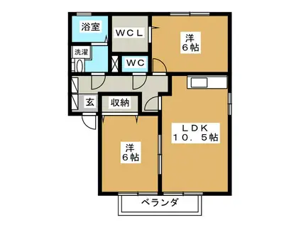 ベル・ジュ・メゾンB棟(2LDK/2階)の間取り写真