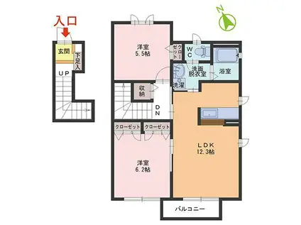 WINDS COURT(2LDK/2階)の間取り写真