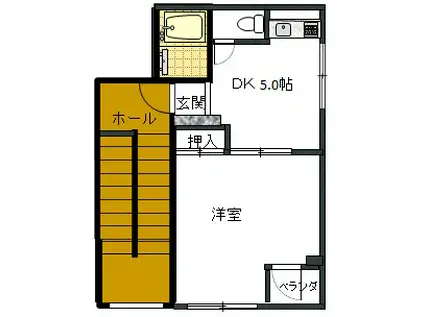 第二山西ビル(1DK/3階)の間取り写真