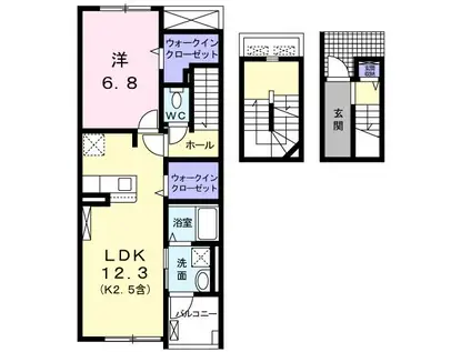 ユーフォリア(1LDK/3階)の間取り写真