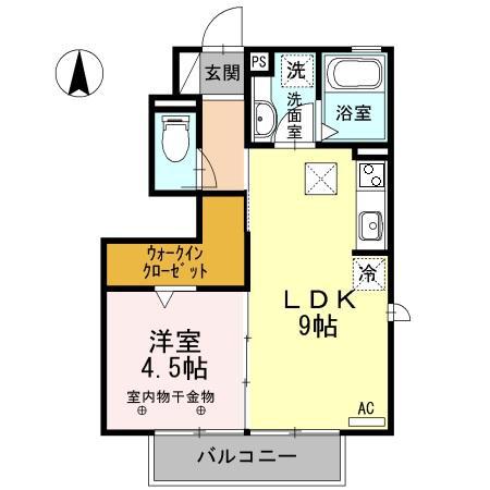 陽だまりハウス結YUI(1LDK/1階)の間取り写真
