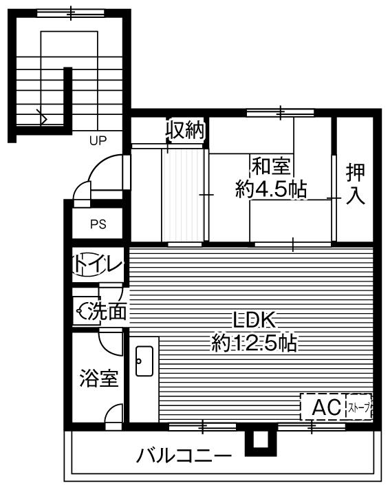 ビレッジハウス新千代田1号棟(1LDK/4階)の間取り写真