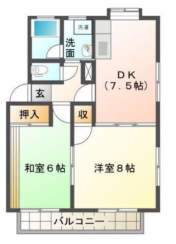 メジーフローレンス(2DK/2階)の間取り写真