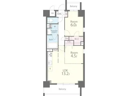 ツイン アウルズ(2LDK/4階)の間取り写真