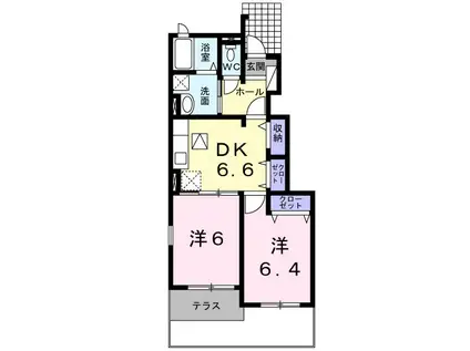 サニーレジデンス西三国B(2DK/1階)の間取り写真