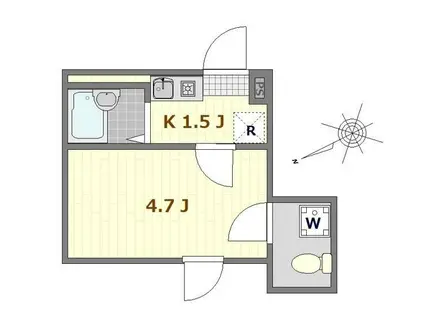 サザンロード江北(1K/3階)の間取り写真
