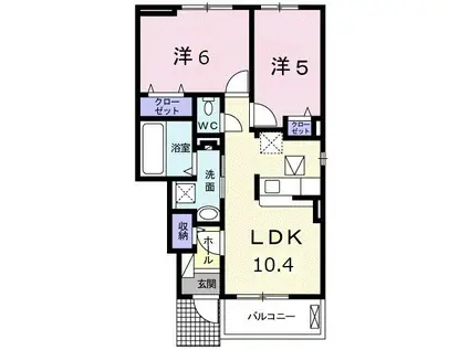 キャトルセゾンVB(2LDK/1階)の間取り写真