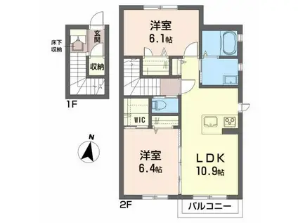 シャーメゾン リツオウ III(2LDK/2階)の間取り写真