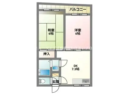 大丸マンション(2DK/1階)の間取り写真