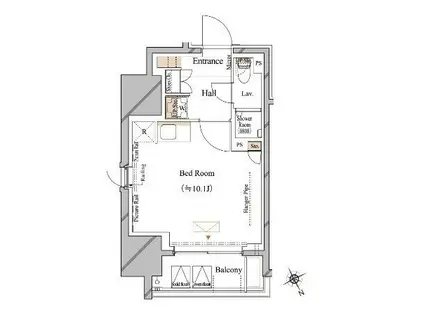 ブランシエスタ浅草蔵前(ワンルーム/7階)の間取り写真