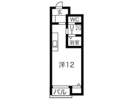 アメリカンアパートメントハウス B棟(ワンルーム/1階)の間取り写真