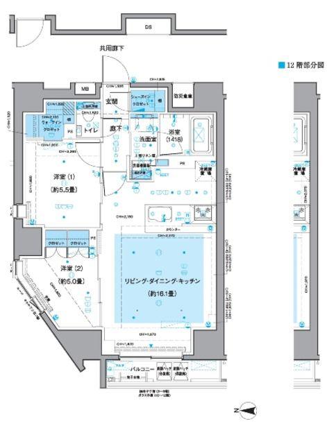 KDXレジデンス三鷹(2LDK/10階)の間取り写真