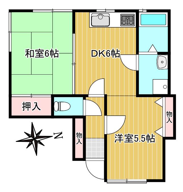 クレスト立野(2DK/1階)の間取り写真