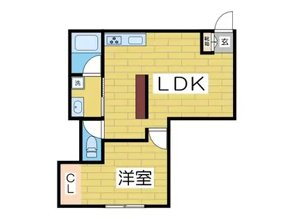 ラ・ファミーユ湖北 E1棟(1LDK/1階)の間取り写真