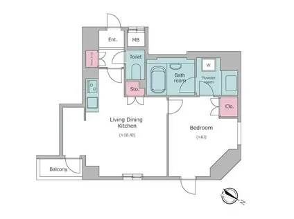 レジディア三越前(1LDK/10階)の間取り写真