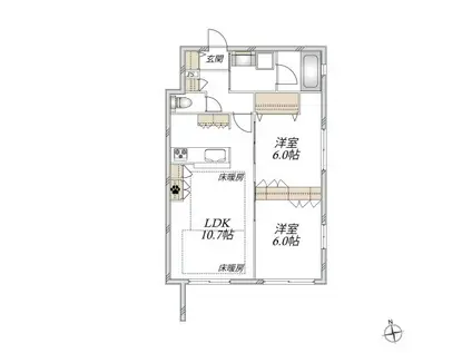 代々木5丁目メゾン(2LDK/1階)の間取り写真