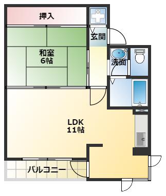 カーサ中田(1LDK/3階)の間取り写真