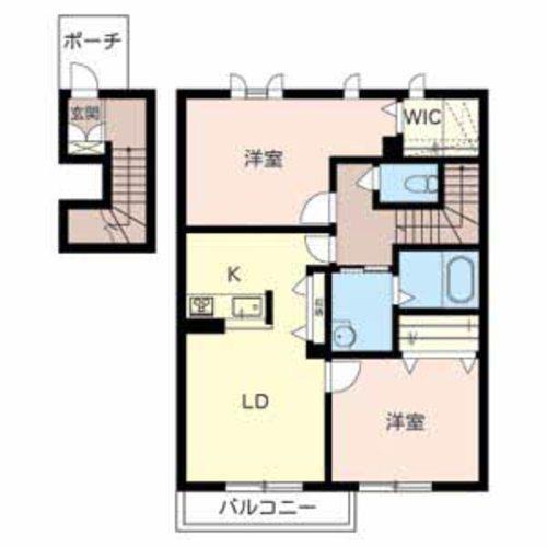 カーザ ボニータC棟(2LDK/2階)の間取り写真