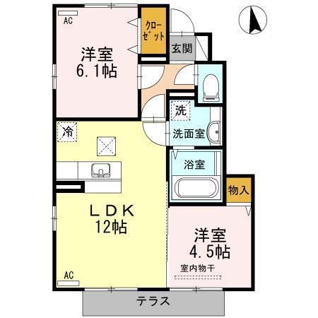 セゾン静(2LDK/1階)の間取り写真