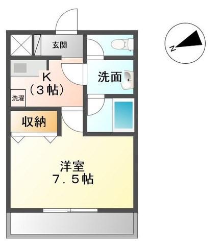 後関マンション(1K/2階)の間取り写真
