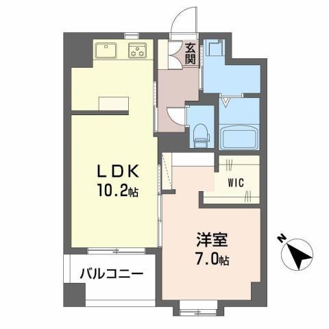 パティオ薬院II(1LDK/5階)の間取り写真