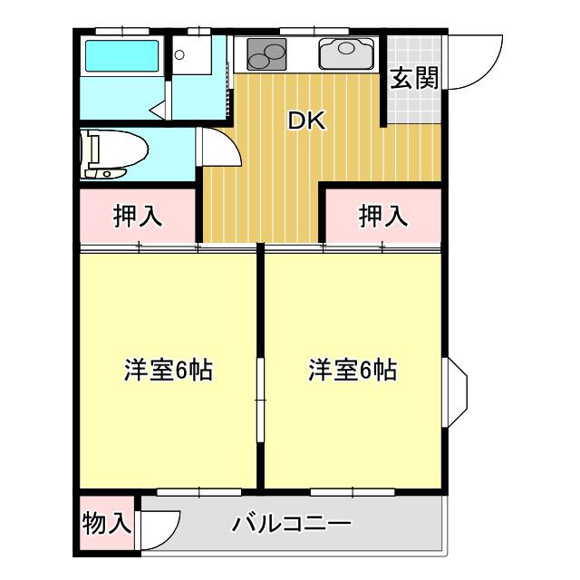ひきちアパート(2DK/2階)の間取り写真