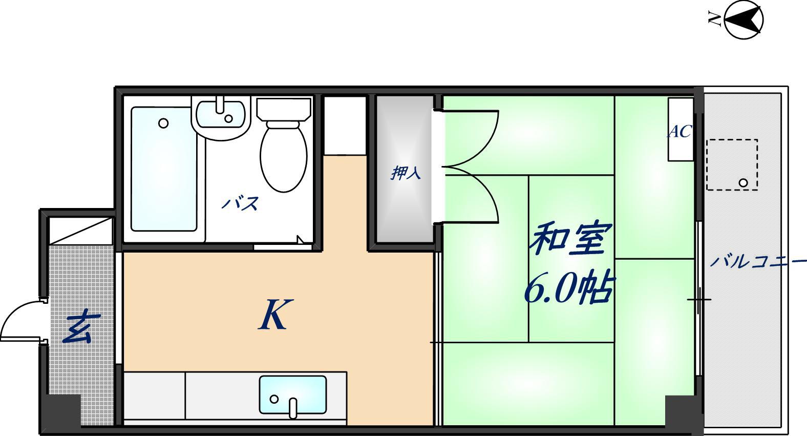 リビーナ東花園(1K/2階)の間取り写真