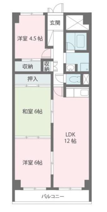 奈良パークハイツ(3LDK/9階)の間取り写真