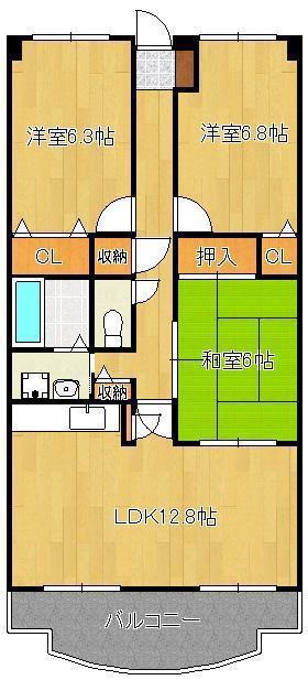 アーバンライフ 折尾(3LDK/7階)の間取り写真