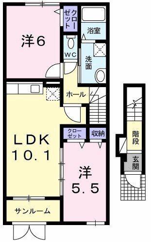 ブランシュ ネージュ II(2LDK/2階)の間取り写真