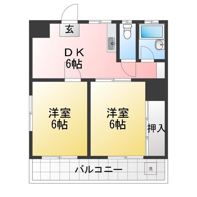 五反野シルバーハイツ(2DK/3階)の間取り写真