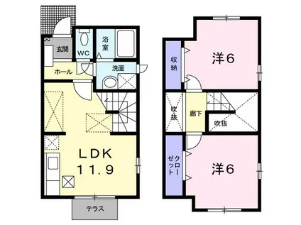 アバンティ・KA(2LDK/1階)の間取り写真