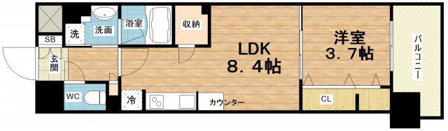 アーバネックス同心II(1LDK/2階)の間取り写真