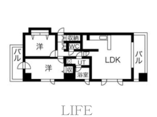 F106(2LDK/9階)の間取り写真