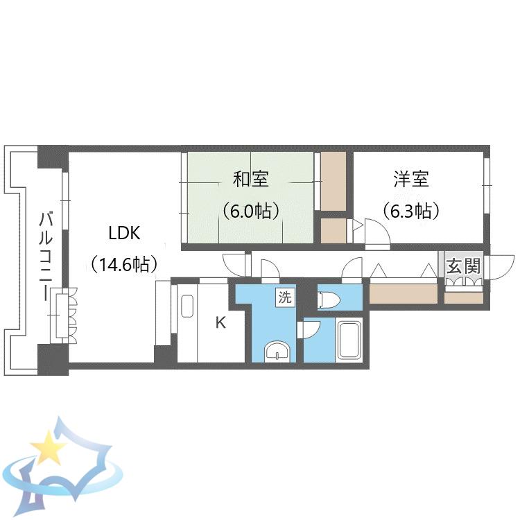 THE RESIDENCE PARK ODORIKOEN(2LDK/2階)の間取り写真