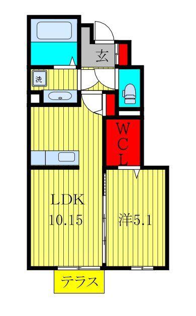 ラ・リアン B棟(1LDK/1階)の間取り写真