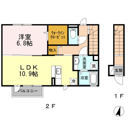 ノア・アン(1LDK/2階)の間取り写真