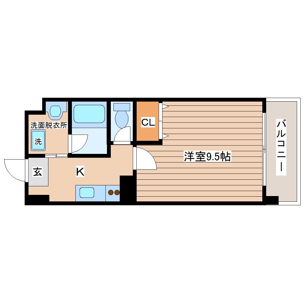 スパシアス榴ヶ岡公園(1K/2階)の間取り写真