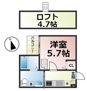 MAISON FAR 小本(1SK/2階)の間取り写真